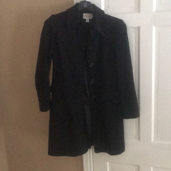 Manteau Pea Coat Talbots Vert 100% Laine - Doublé Rose - Taille 4P Femme - Occasion Très Bon état